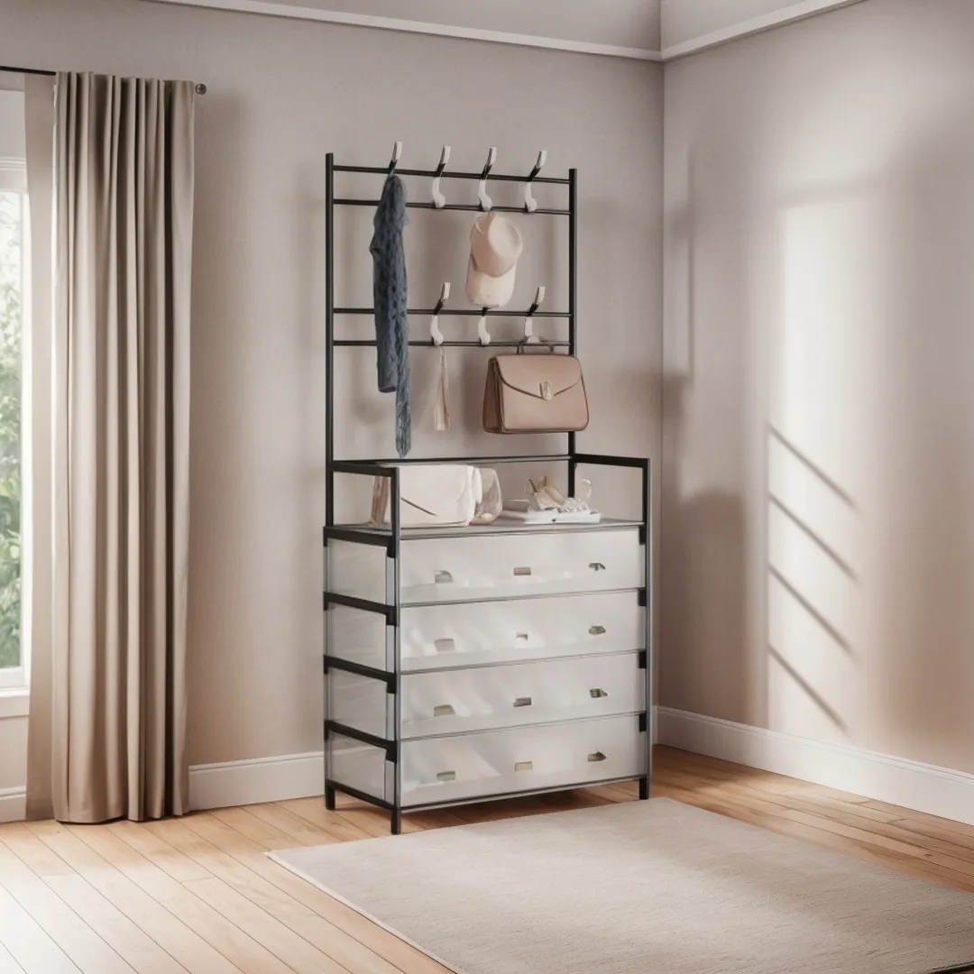 ClosetMax™ – Perchero Organizador Zapatero Con Tapa Que Ahorra Espacio