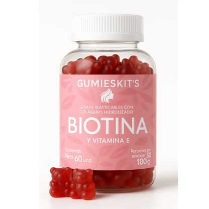 🌸 GUMIESKITS™ – GOMITAS PREMIUM COLÁGENO + BIOTINA + VITAMINA E  ✅COMPRA 1 LLEVA 2