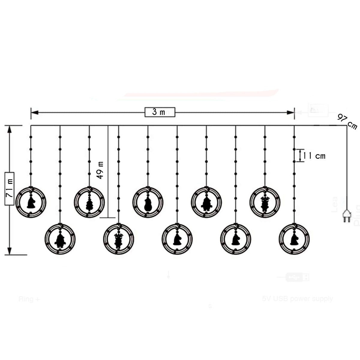NavidLuz™ – Cortina Intercalada de Navidad 3 Metros
