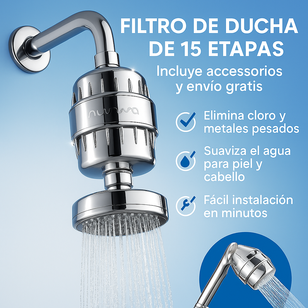 BioShower™ + Elimina cloro y metales pesados